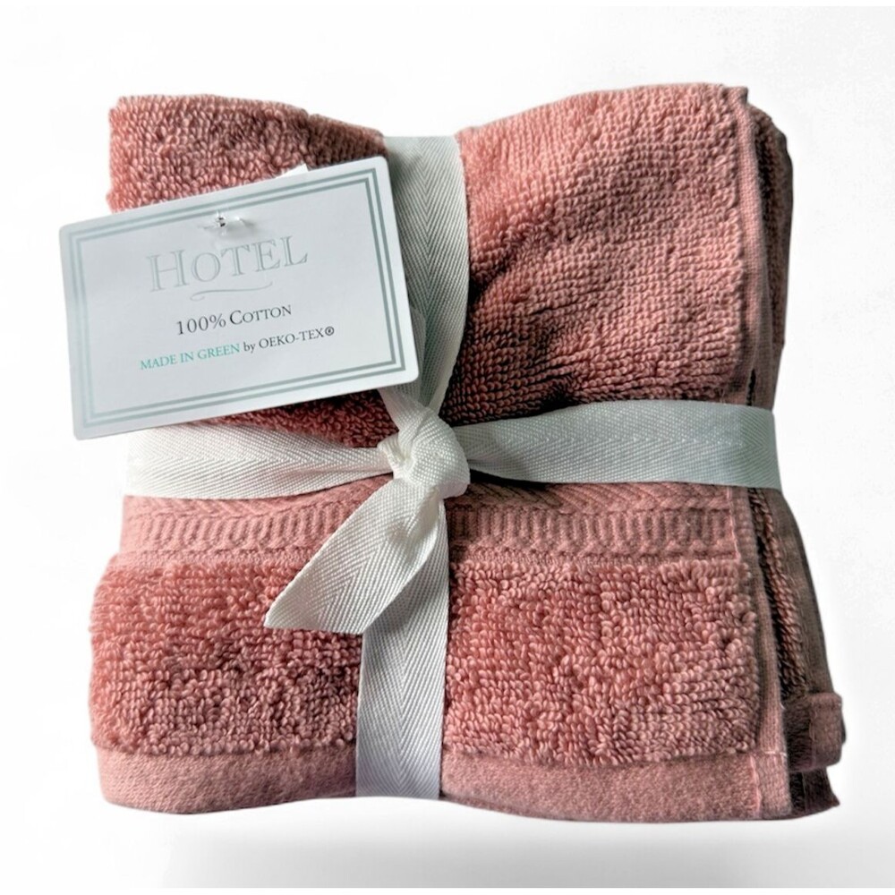 Hotel Collection Washcloths Facecloths Med Pink Absorbent Soft Cotton Set Of 4